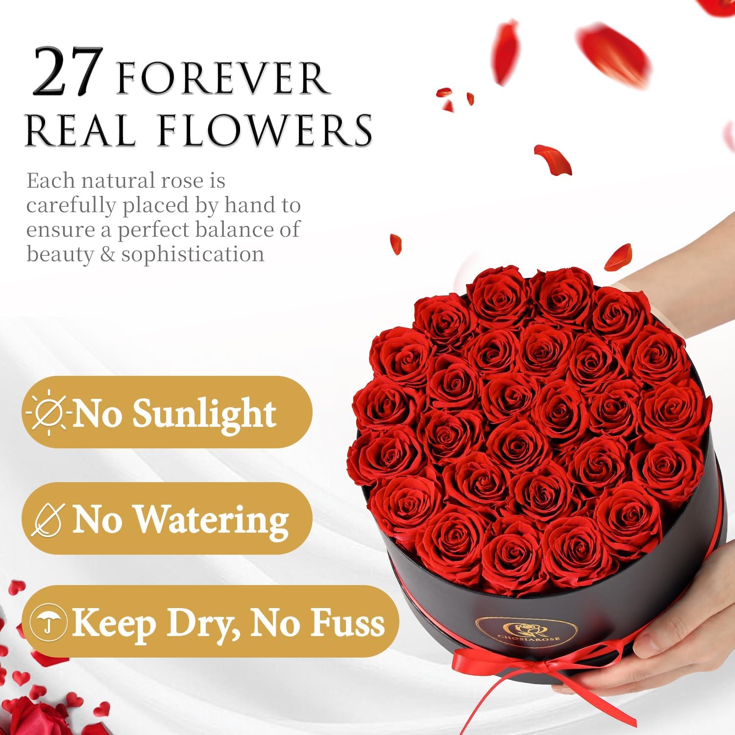 Flowers Forever Preserved Roses - 27 Preserved Flowers for Delivery Women Birthday Gifts for Mom Grandma Forever Flower in a Box Rose Gift for Her Wife Anniversary Valentines Gift for Women - Image 2
