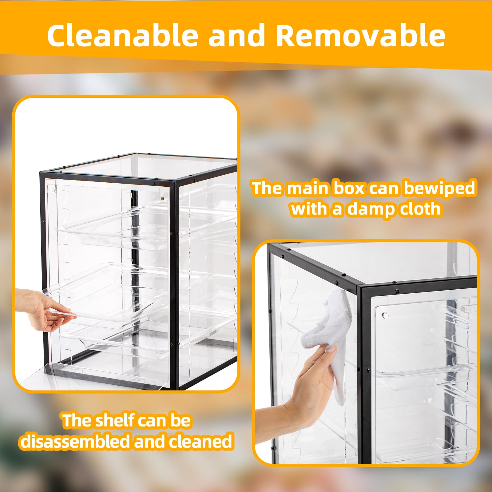 RULA Bakery Display Case, 3Tier Removable Shelves Pastry Display Case