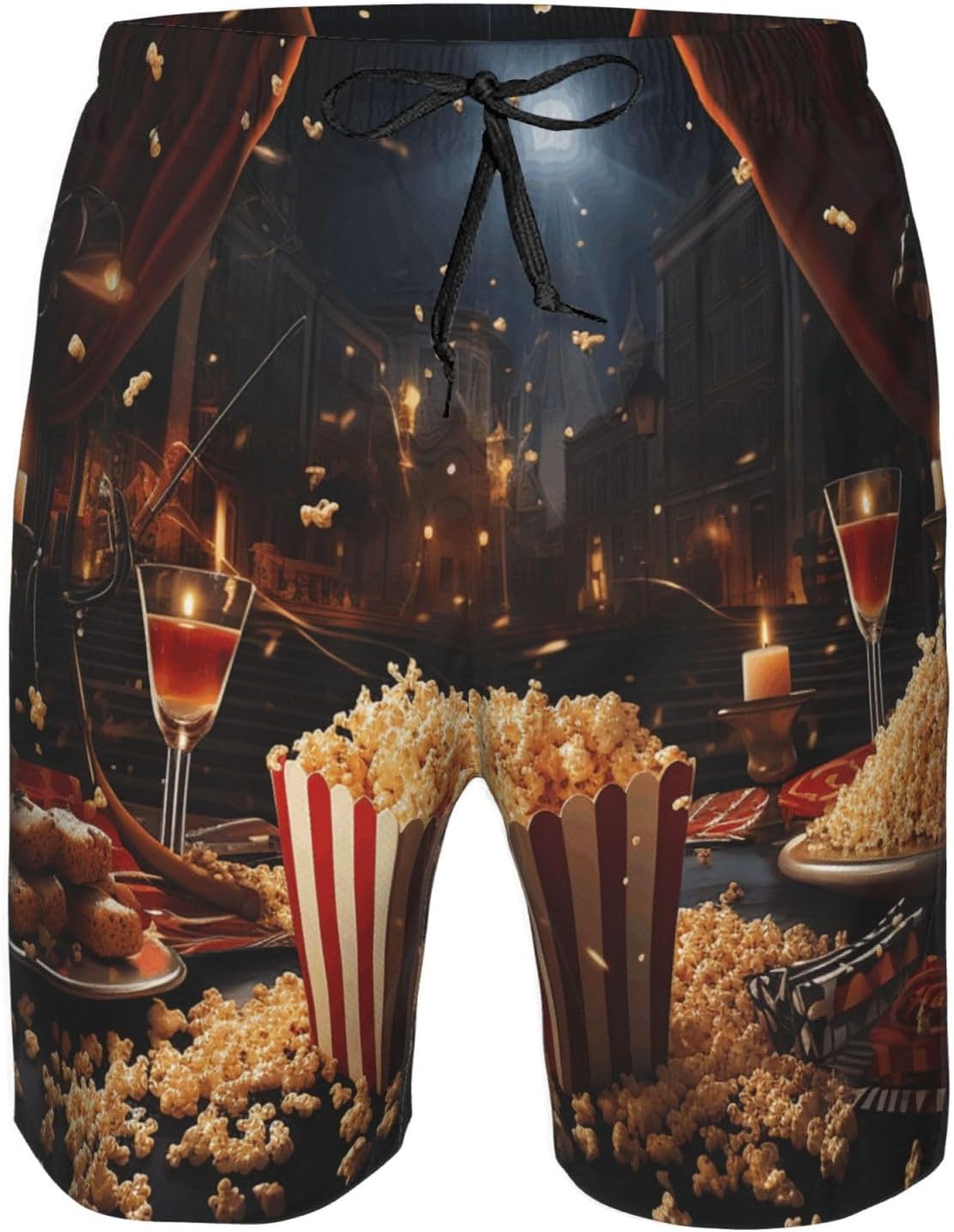 Men's Swim Trunks Quick Dry Bathing Suits Movie Night Party Beach Board Shorts Swimwear with Pockets