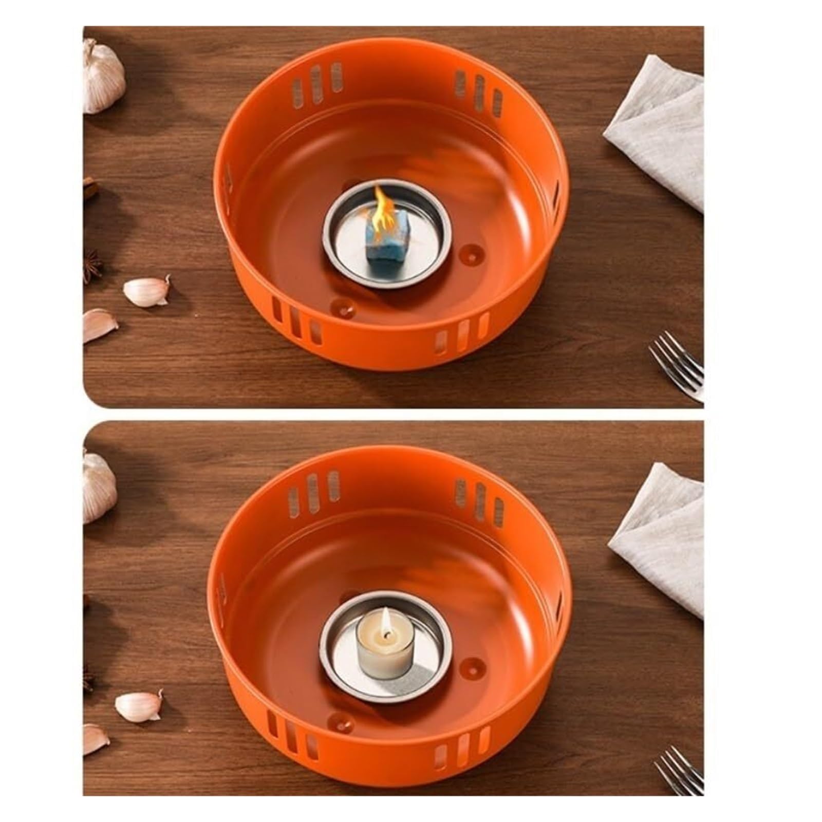 Juego Integrado de Olla Seca y Estufa. Estufa Buffet | Juego de buffet de plato de frotamiento de acero inoxidable for cualquier plato de frotamiento de fiesta(24cm)
