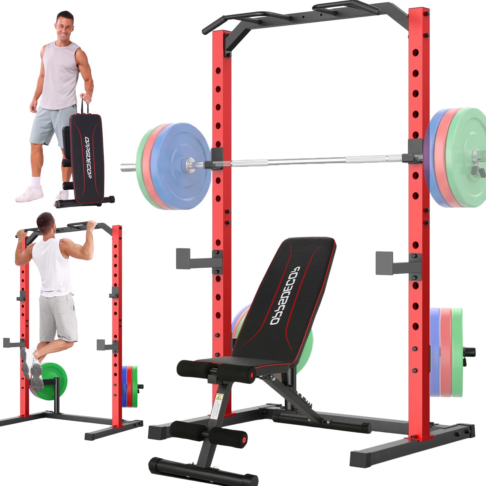 OPPSDECOR Power Cage Power Rack, Multi-Functional Weight Cage with More Training Attachments, Heavy-Duty Construction Squat Rack for Home Gym