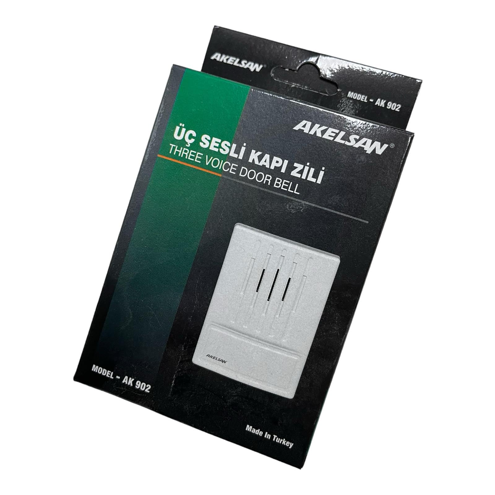 Akelsan Kanarya Kapı Zili AK-902 – 3 Sesli, 12V AC, 11x8x2 cm – Zil Trafosu ile Uyumlu, Kolay Montaj