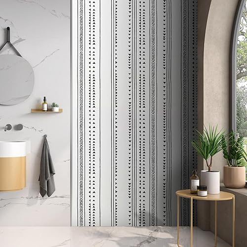 Miniatura 7 de Caltero Papel tapiz de triángulo moderno de 17.7 x 236 pulgadas, papel tapiz triangular para despegar y pegar, papel de contacto blanco y negro,