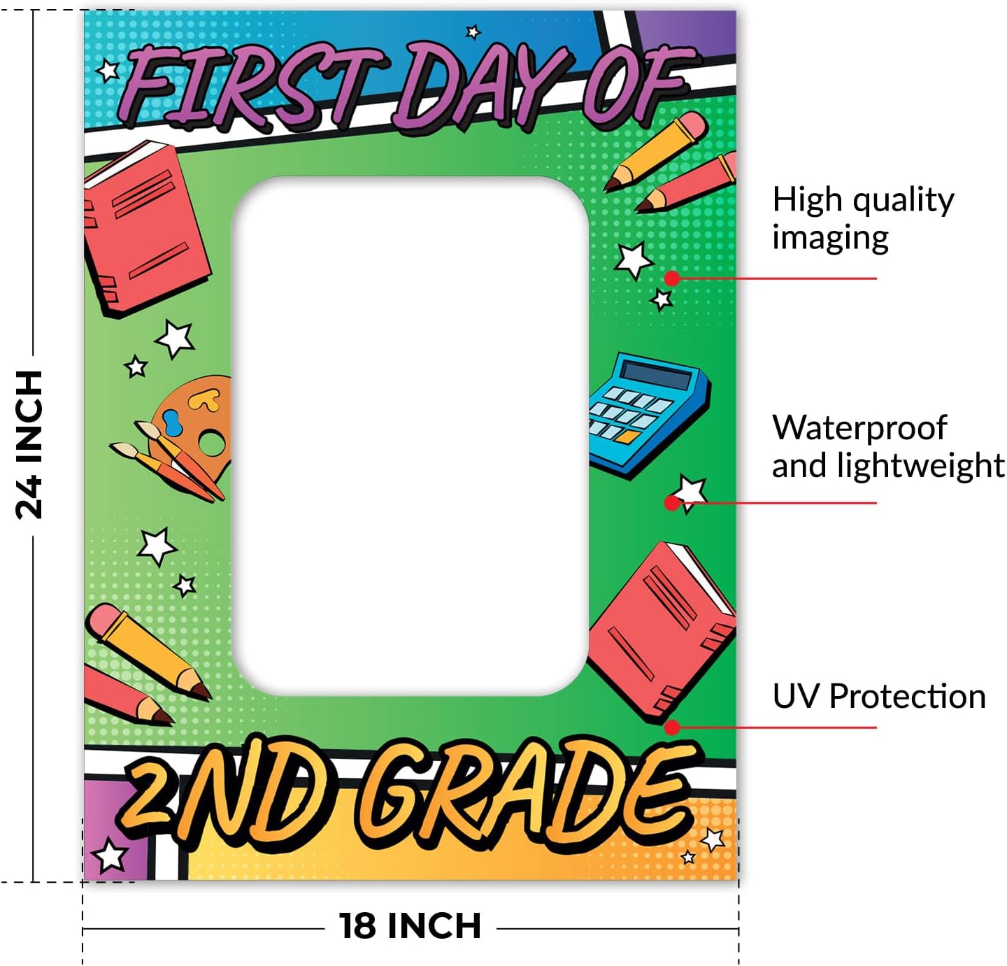 Soul Décor Back to School Photo Prop Board, Picture Frame First Day of 2nd Grade of School, Corlorful and Creative First Day of School Picture Idea, Cut Out Board Sign, Coro Plastic, Made in The USA
