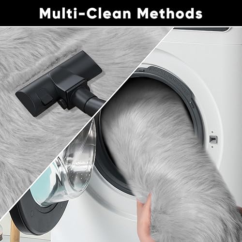 Miniatura 6 de ELEHOLD Alfombra de piel sintética de 2 x 6 pies + 2 x 3 pies, ultra suave y esponjosa, alfombra de área mullida para dormitorio, sofá, sala de