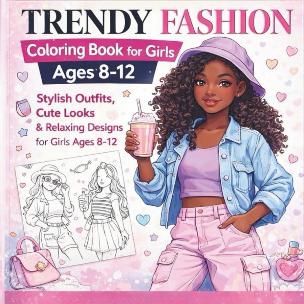 Trendy Fashion Coloring Book for Girls (Part 1): Stylish Outfits, Cute Looks & Relaxing Designs for Girls Ages 8–12 (Trendy Girls Coloring Collection)