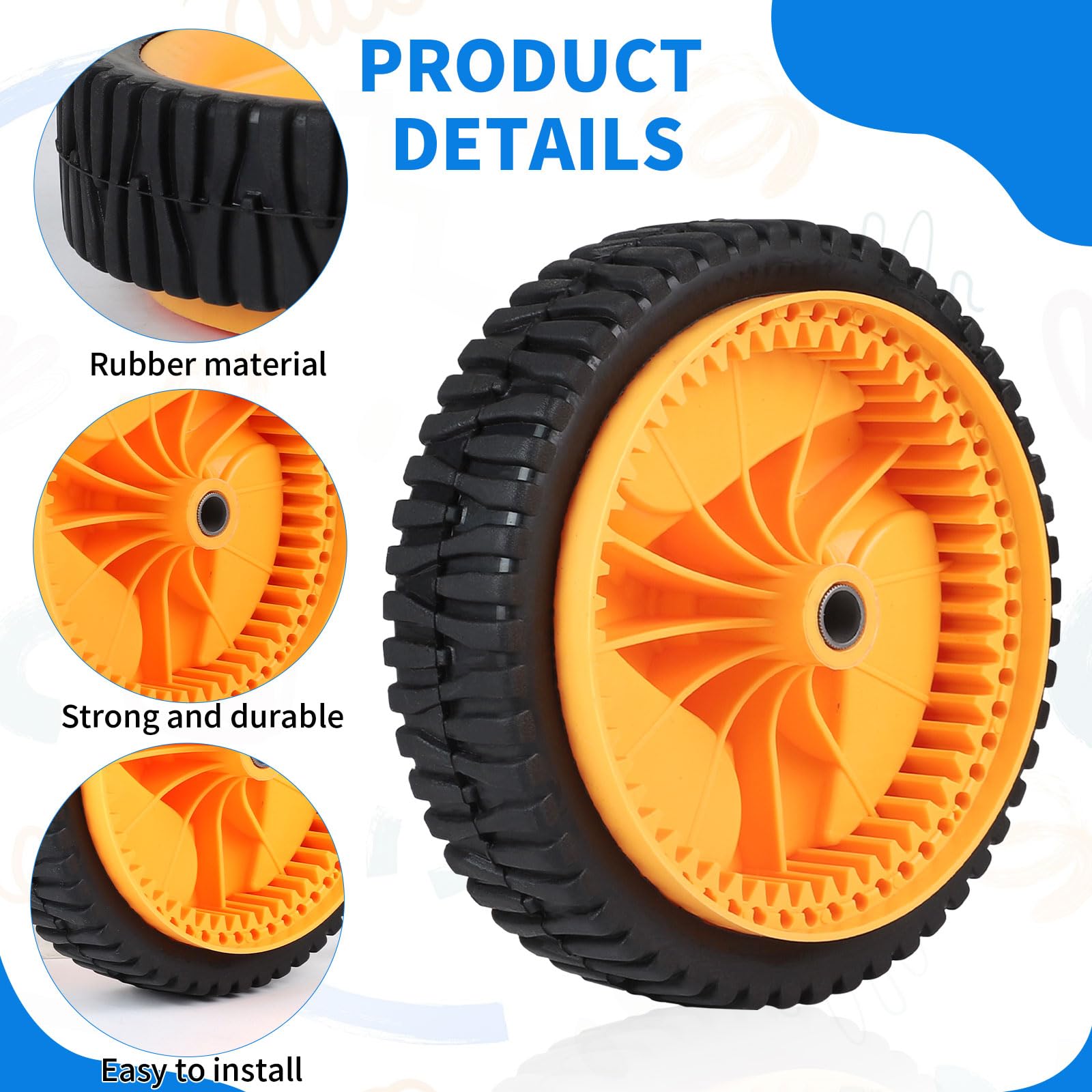 SWAWIS Lot de 2 Roues Tondeuse 53 Dents Compatible avec Craftsman Partner Electrolux McCulloch Rally et Autres Tondeuses à Gazon
