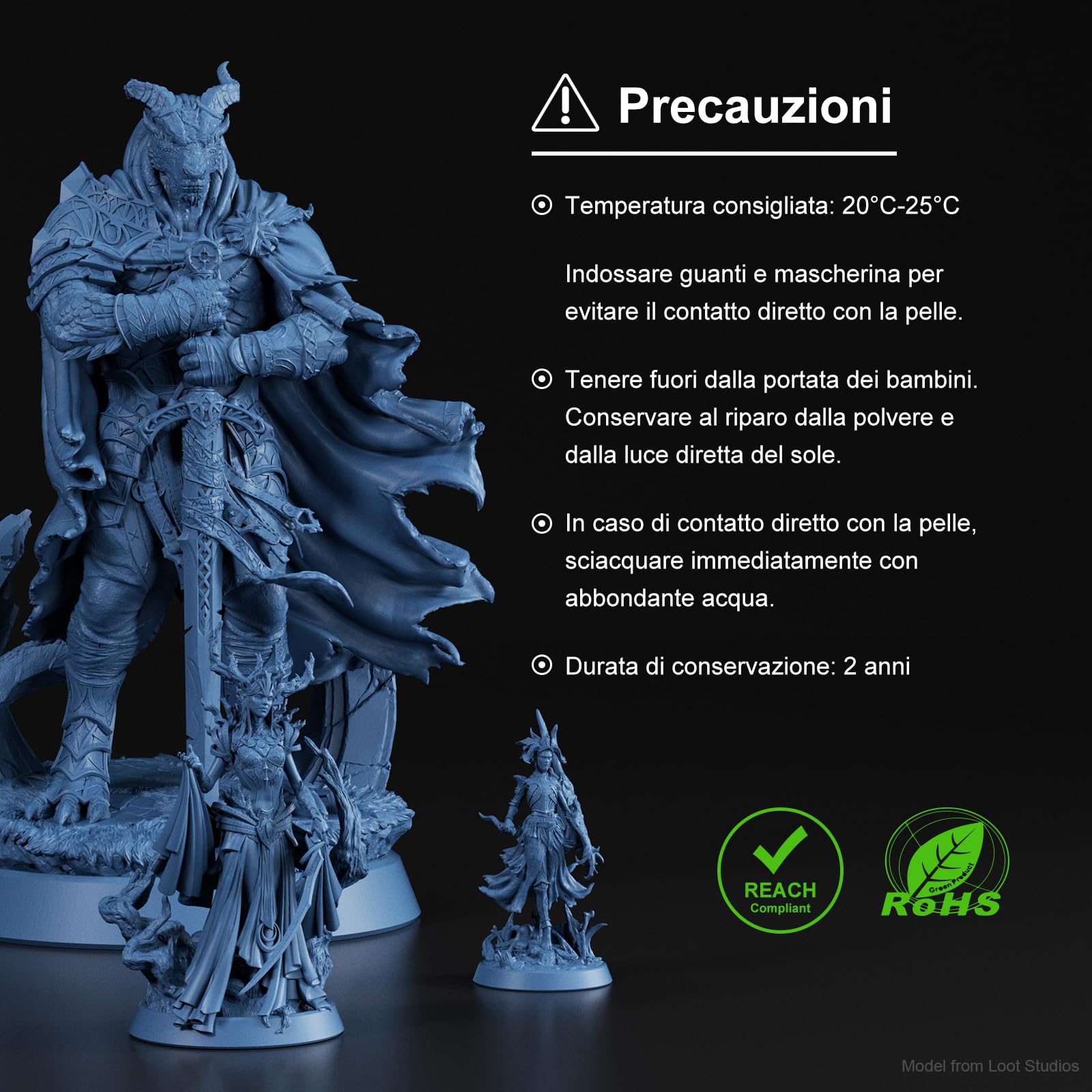NOVA3D Żywica fotopolimerowa 16K TGM, odporność na uderzenia i ultra-precyzyjne detale. Idealna do modeli gier planszowych, szybko twardnieje, o minimalnym zapachu. 1 kg, granatowy szary