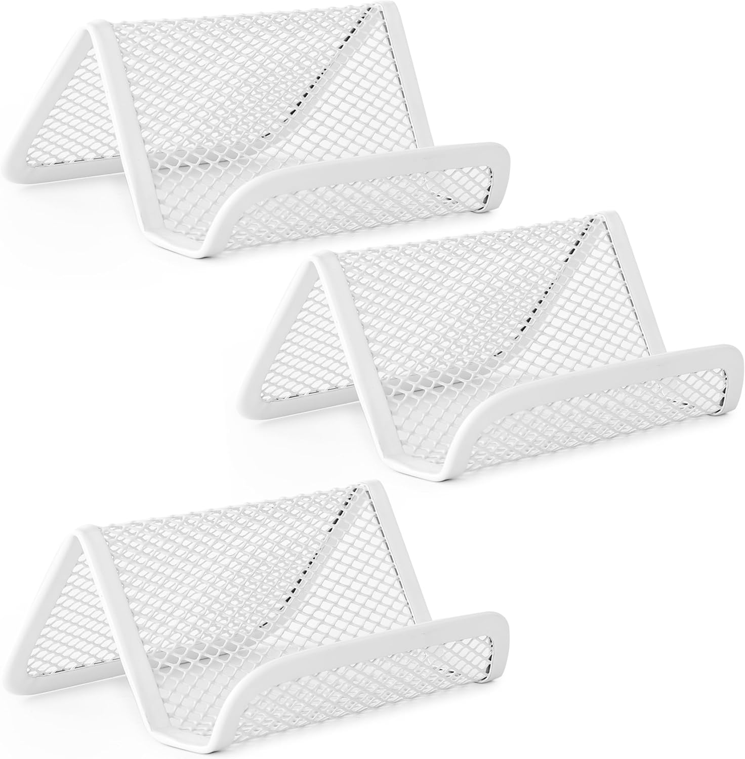 Mr. Pen Metal Mesh Business Card Holders, 3 Pack, White