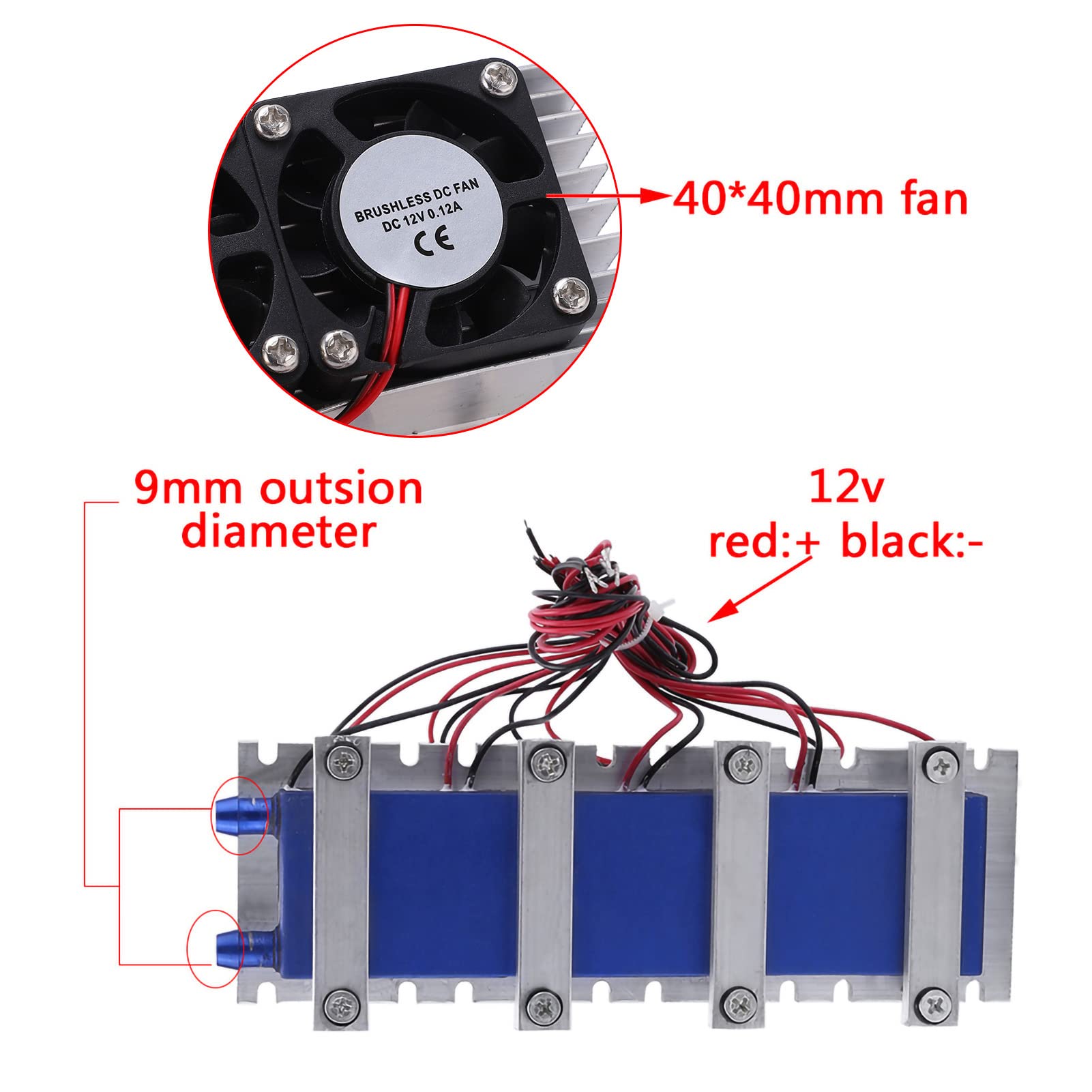 Jeanoko Dispositivo di Raffreddamento Termoelettrico da 12 V per il Raffreddamento Dell'aria di Piccoli Spazi, Refrigerazione a Semiconduttore a 4 Chip, Basso Rumore, Nessun Refrigerante Richiesto