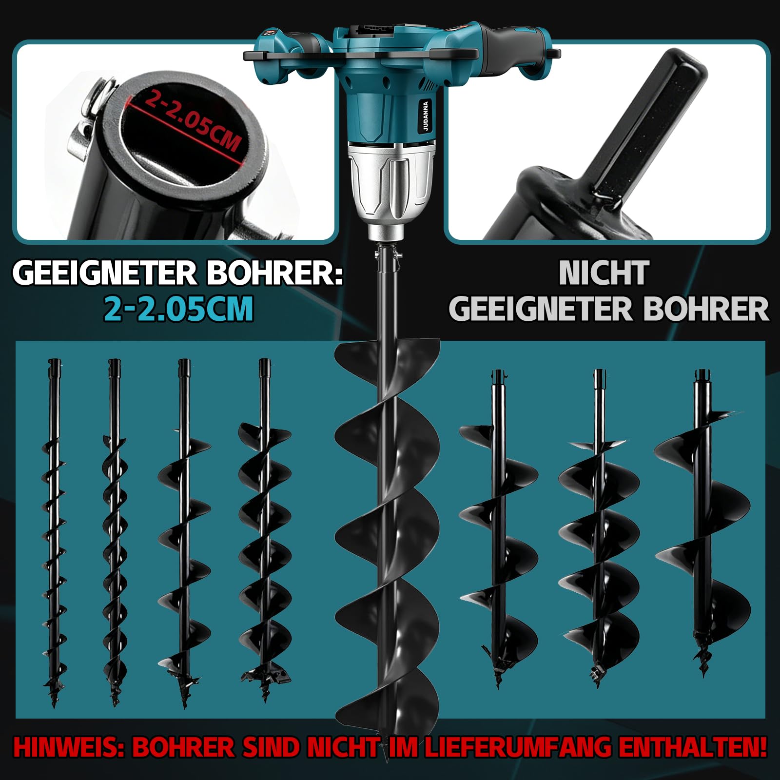 Professional Akku-Erdbohrer für Makita 18V Akku, Erdlochbohrer Pfahlbohrer | Bürstenloser Motor für Gartenbau/Pfahlsetzung, Kompatibel mit 20-20.5 mm gemahlenen Bohrerbits, Eisbohrbits, ohne Akku