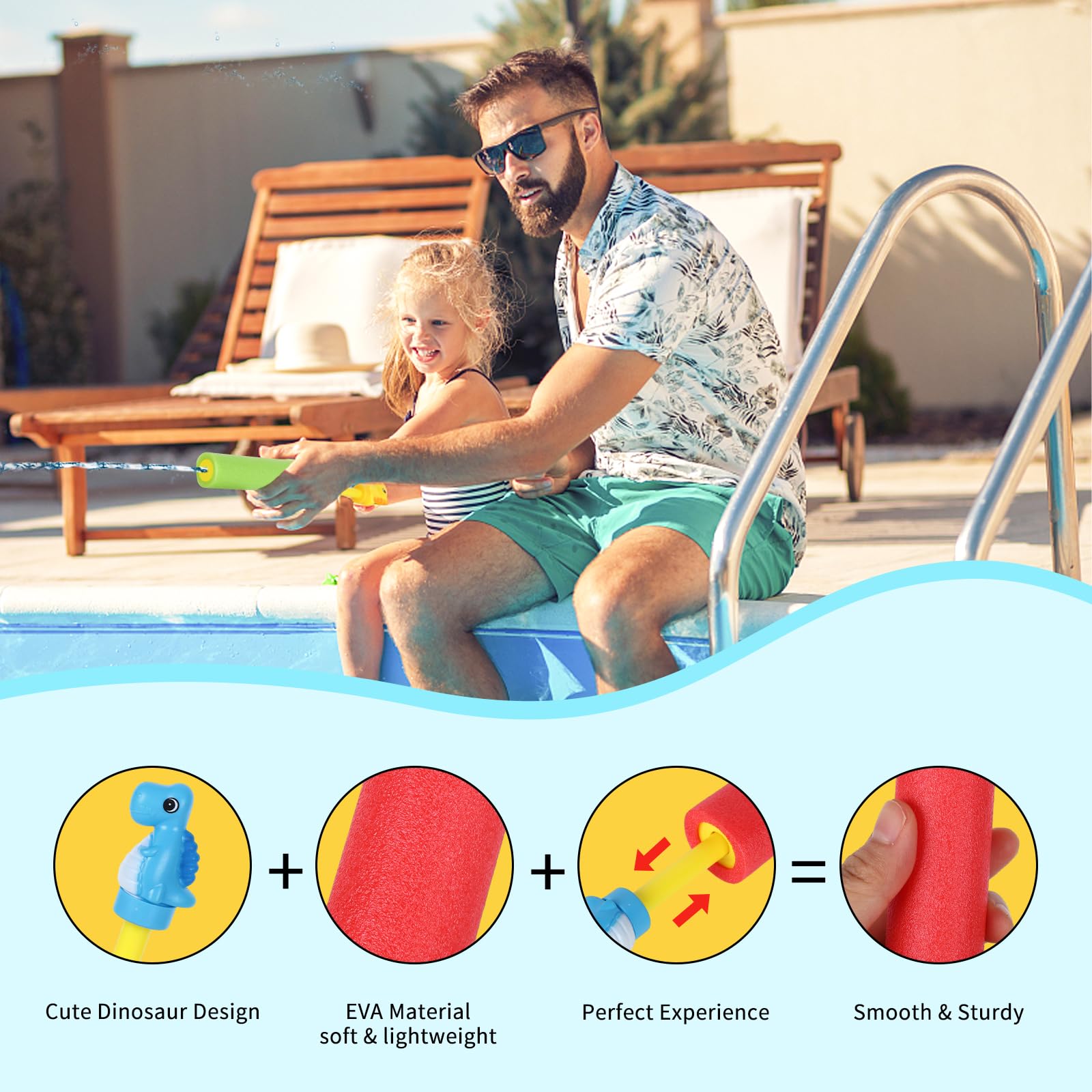 KUMSODE 10er Set Wasserpistolen - Dino-Motive Für Super Wasserschlachten Im Sommer