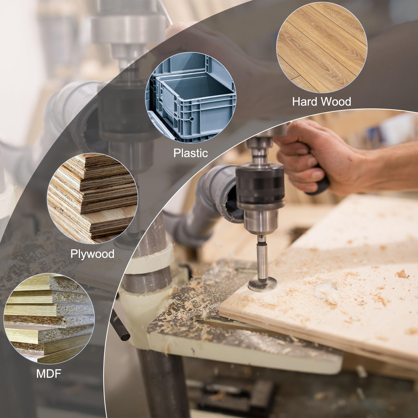 M METERXITY Forstner Mèche pour le travail du bois, 38 mm, pointe en carbure de tungstène à tige ronde pour bois dur/plastique/contreplaqué/MDF, ouvre-trou de perçage de trou de bois