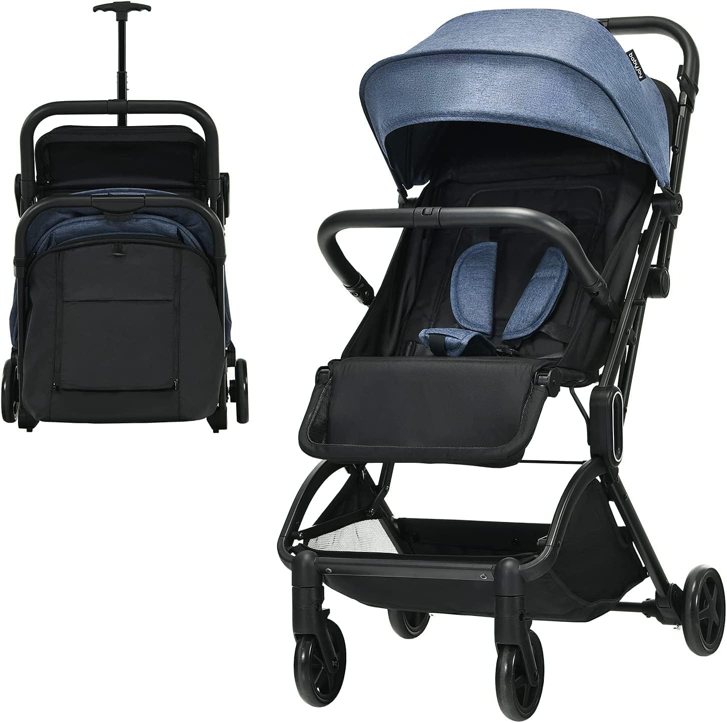 Maxmass Baby Stroller, Folding Infant Buggy with Retractable Canopy