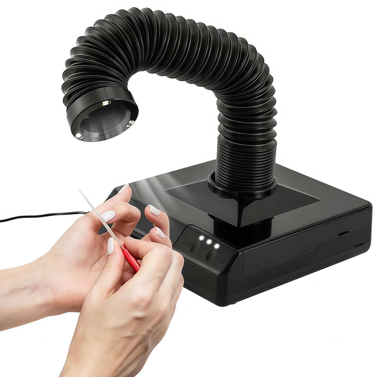 Aspirapolvere per unghie, mini aspirapolvere da tavolo da 60 W, potente aspiratore per polvere con illuminazione a LED, per salone di bellezza e laboratorio dentale, funzionalità 2 in 1