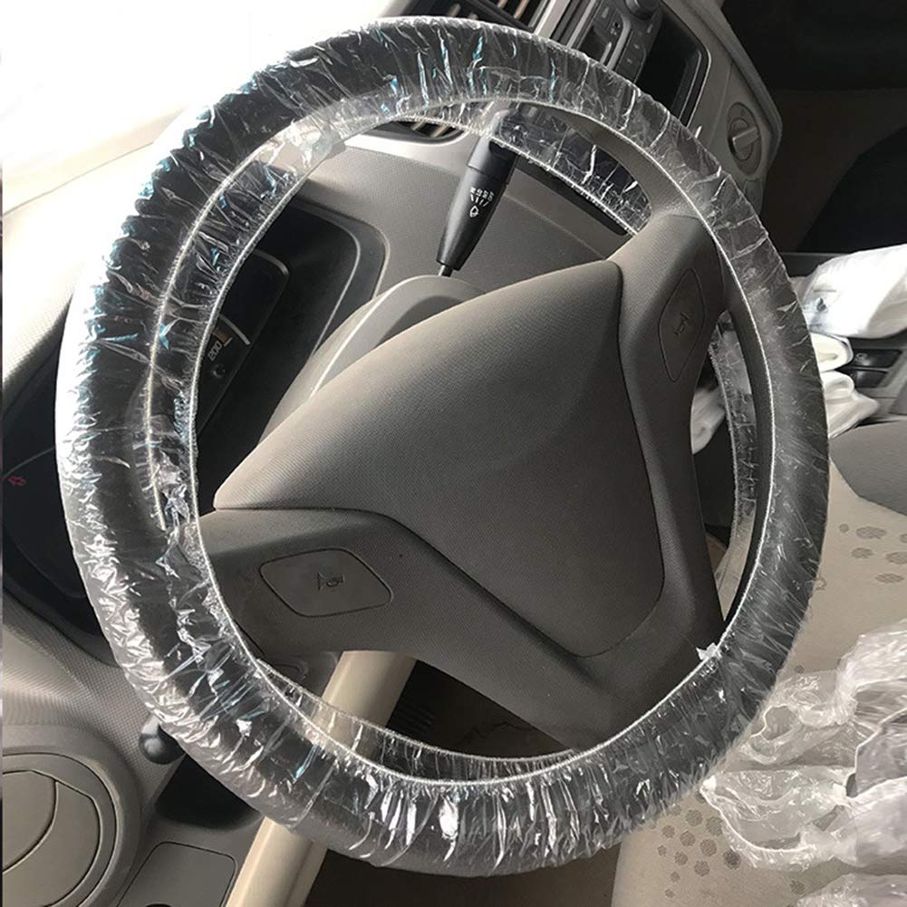 100 Coprivolante Auto Monouso In Plastica Trasparente, Proteggi Volante Da Polvere E Umidità, Accessorio Universale Per Officine E Concessionari