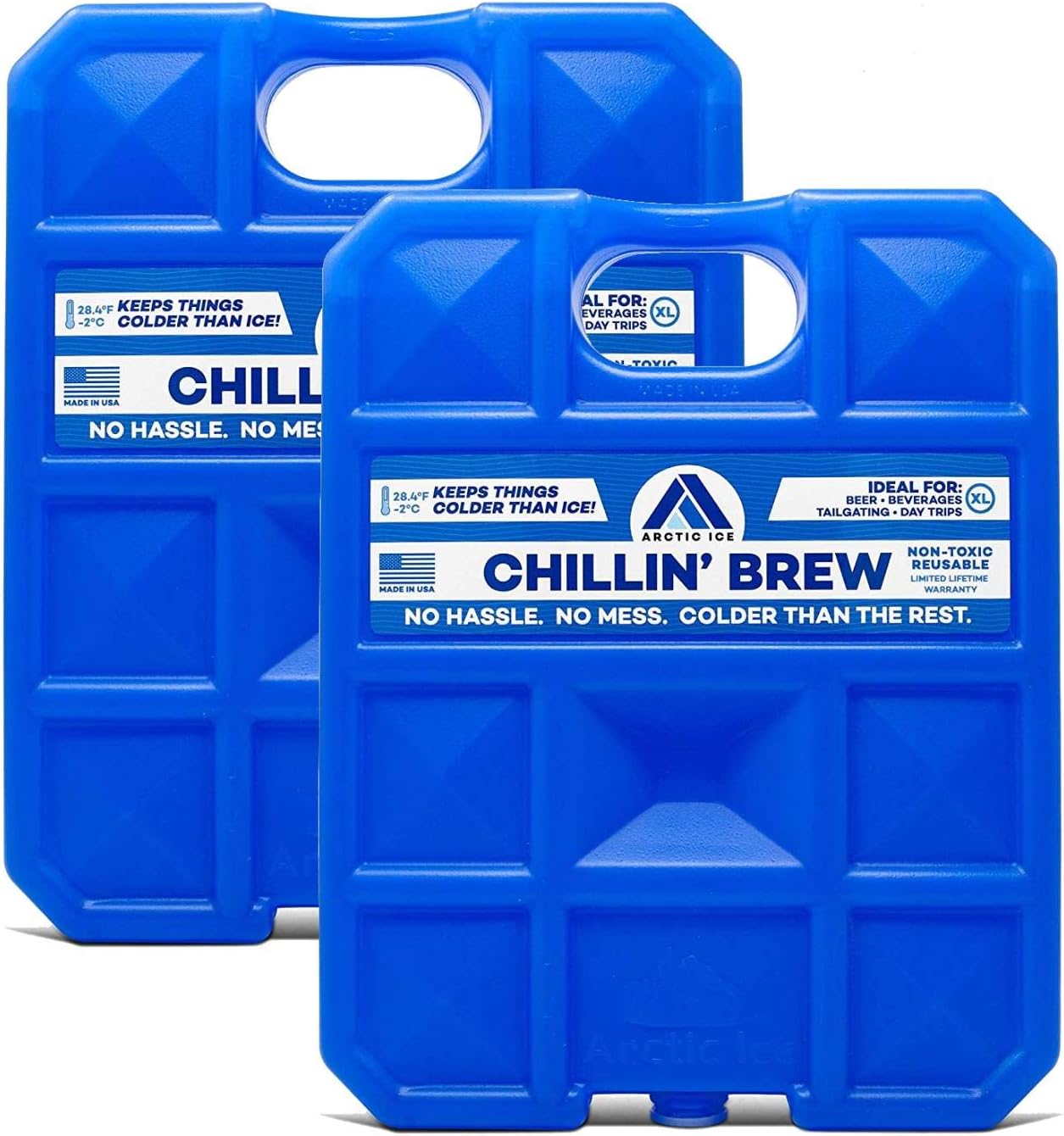 Chillin' Brew Series Long Lasting Reusable Ice Pack - Freezes at 28° Fahrenheit - Designed to Keep Beverages Colder Than Ice