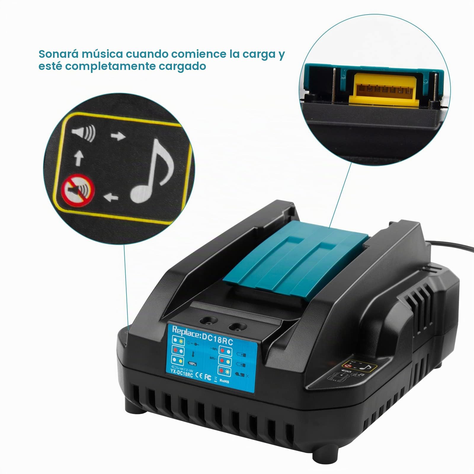 ASUNCELL 4A DC18RC cargador rápido compatible con Makita 14,4V-18V Li-Ion batería de repuesto BL1815 BL1830 BL1840 BL1850 BL1860 BL1890 BL1415 BL1430 BL1440