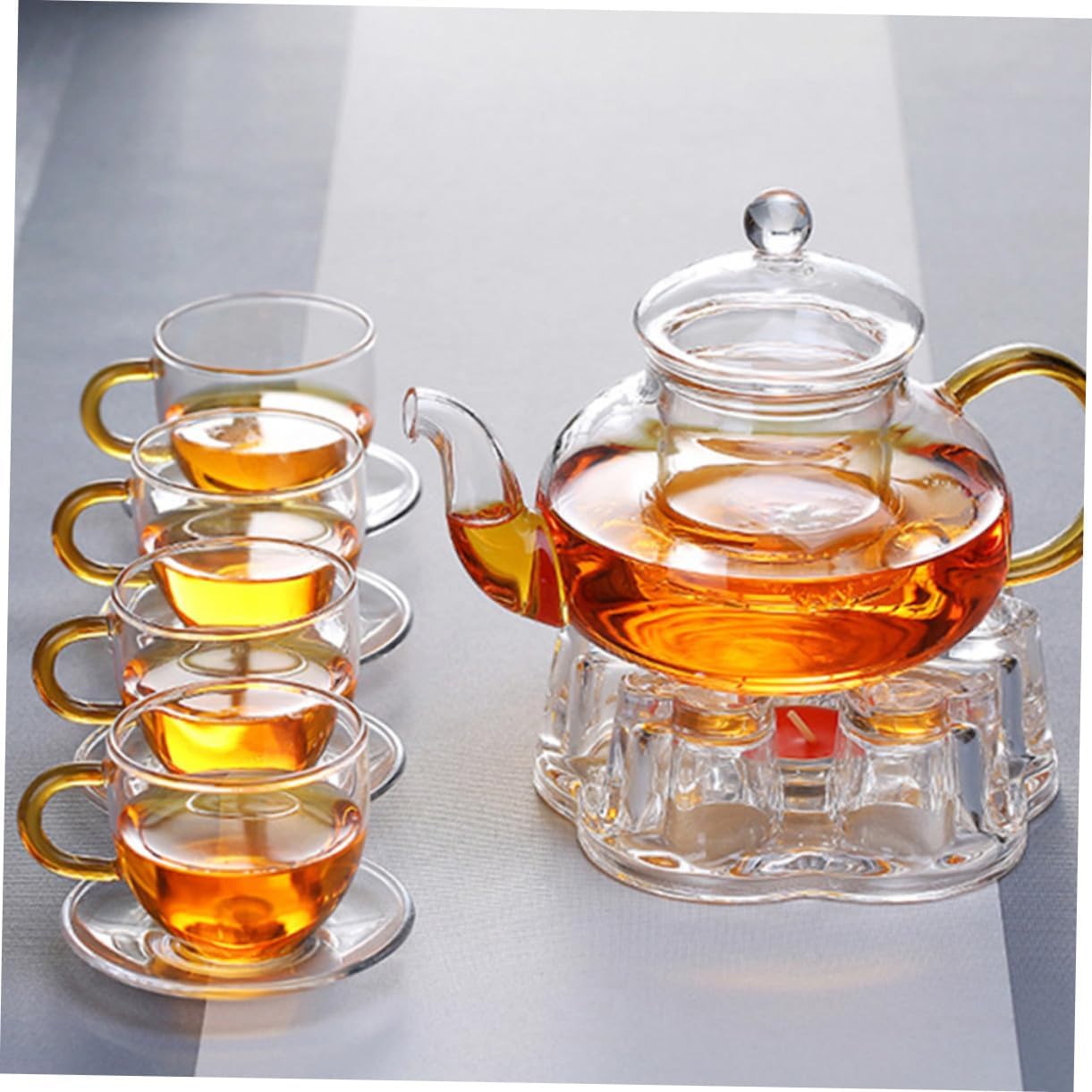 Hemobllo 2pcs Glass Teapot Warmer Borosilicate Tea Heater Base with Vent for Home Office Use Suitable for Tea Lovers and Giving