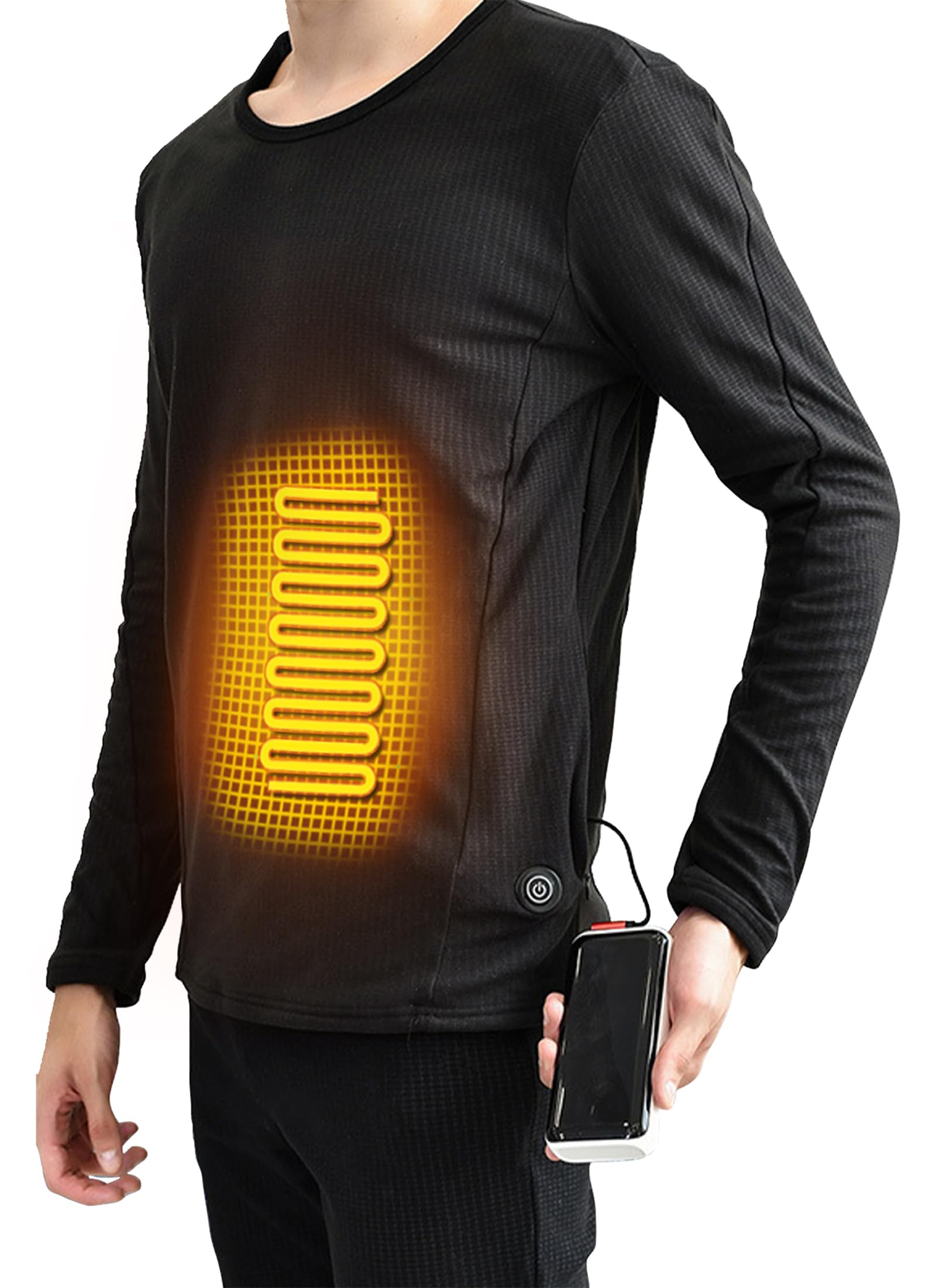 SPARSHINEMen's USB Electric Heated Thermal Underwear Mens Thermal Long Underwear Clothing for Men Body Warmers