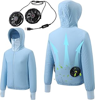 [Espod] レディースモデル フード付き ファン付き作業服 上着 空調ウェア 空調扇風服 3段階風量 撥水加工 UVカット 炎天下 釣り アウトドア スポーツ ゴルフ