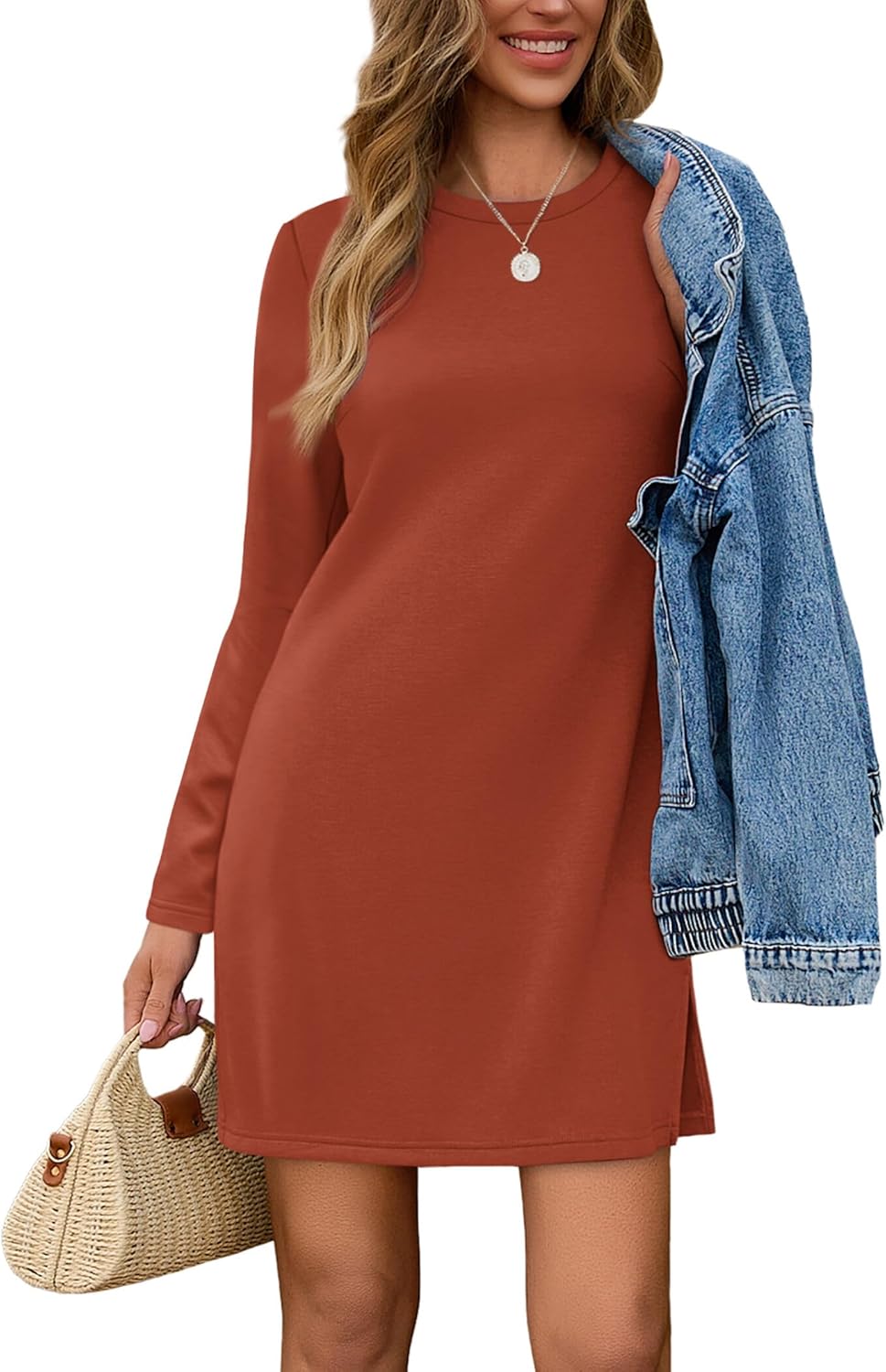 SAMPEEL Dresses for Women 2025 Casual Long Sleeve Cozy Tshirt Dress Fashion Fall Outfits