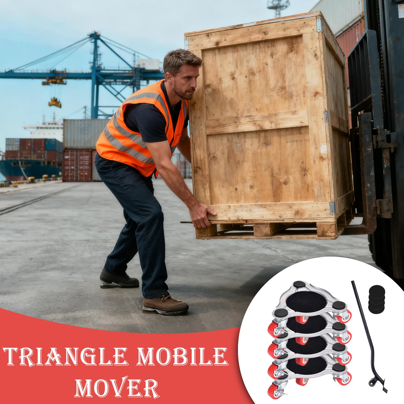 Movers Movers with Wheels – 12 inch Carbon Steel Triangle Flat Cart for Large Movers Lifting and Moving with Easy Transport Function, Perfect for Wardrobe, Frigorifero, Sofa, Pianoforte, Appliances