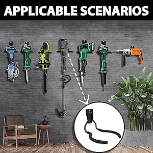3-H Weed Eater Hanger 2 Pack,2 Large Garage Wall Hooks,1 Extension Strap,Utility Weedeater Rack,Tool Hangers for Organizing and Hanging Weed Wacker,Leaf Blower,String Trimmer,Power Tool in Garden