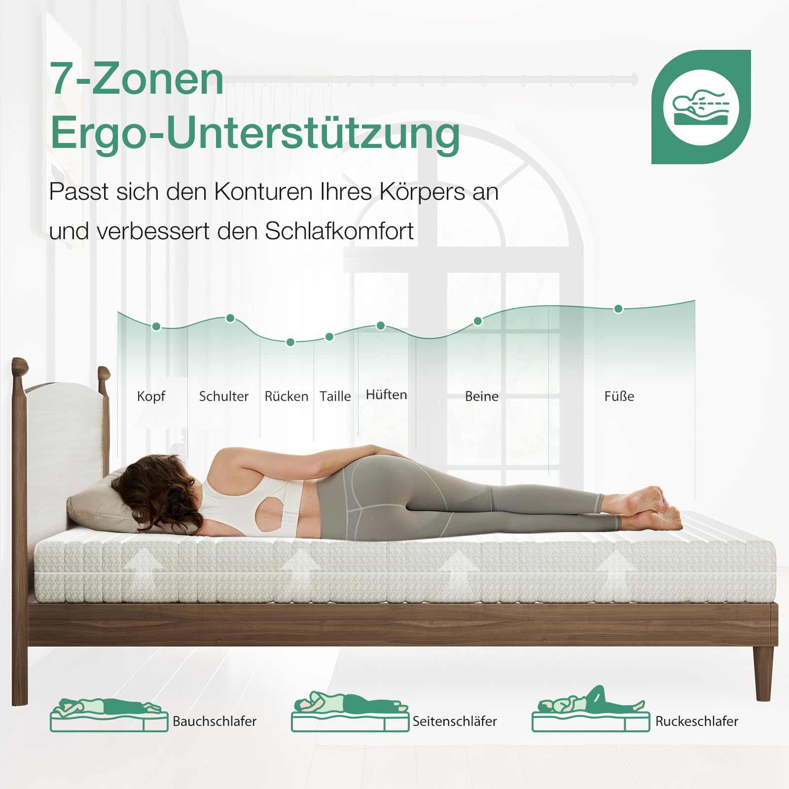 Novilla Matratze 90x200 H3/H2 7-Zonen Kaltschaummatratze | Größe + Höhe wählbar | Atmungsaktive 60°Waschbare Bezug | Öko-Tex CertiPUR US | Rollenmatratze Höhe 16 cm