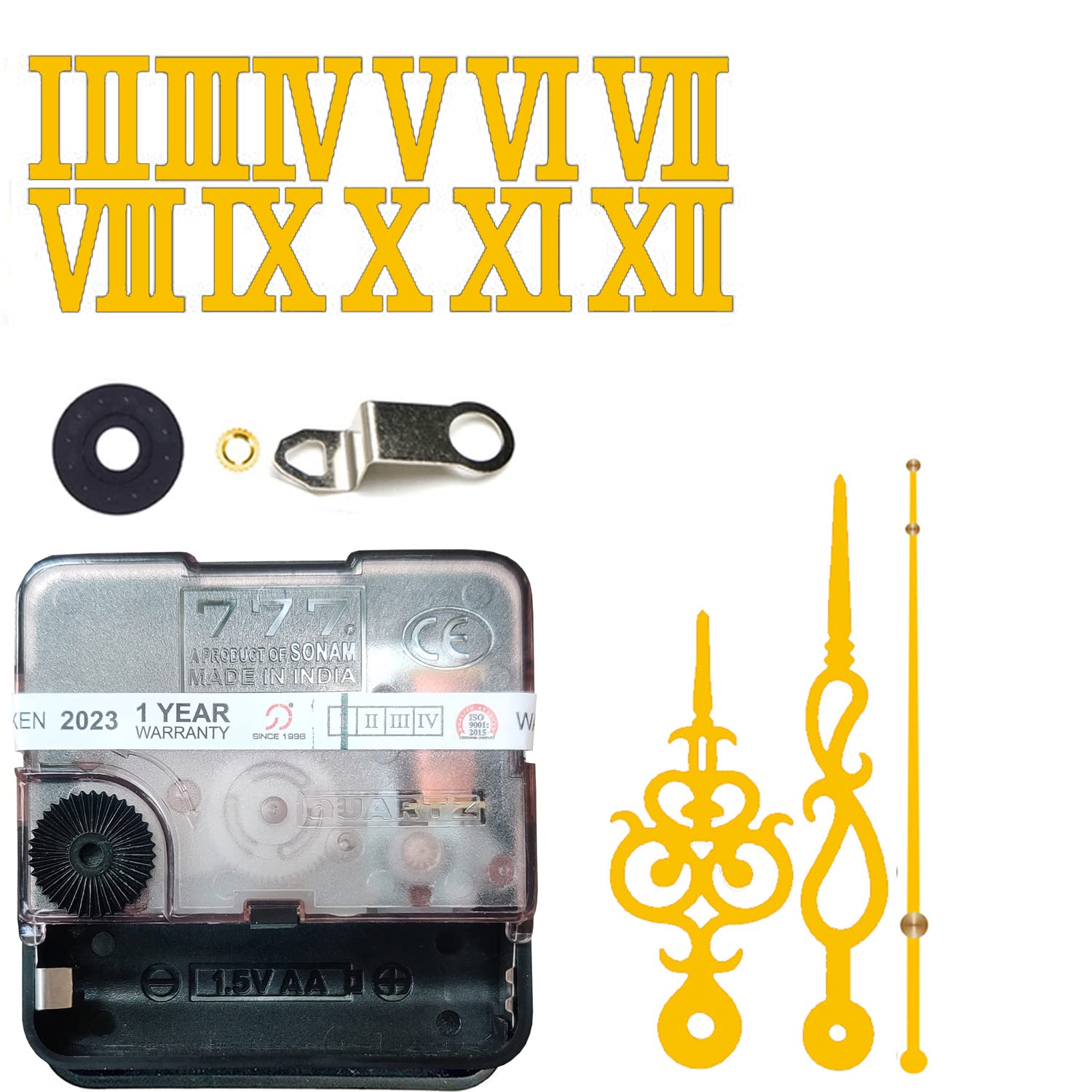 YONOTA 12 Pcs Arabic Mirrored Acrylic Numerals Movement Machine 22Mm For Wood Resin Marble Analog Clock Fancy Needles Pack 1 (Gold D2)-image-12