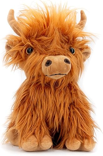 Marysun Peluche de vaca de las Highlands para niños no apto para microondas marrón regalo para niñas y niños
