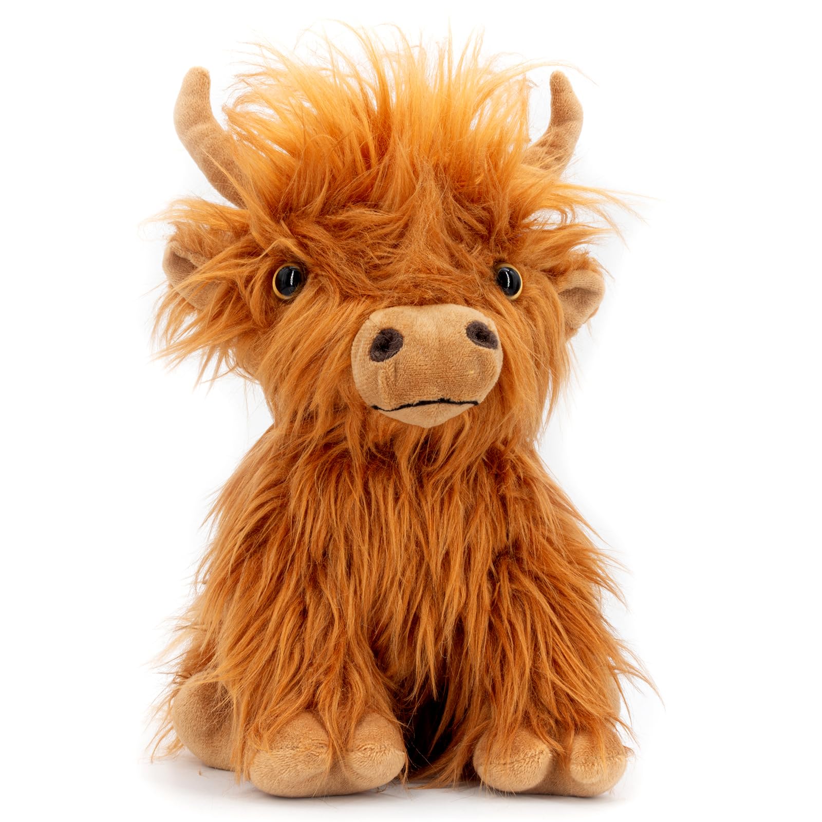 Marysun Highland Cow Stuffed Animal Toy Non-Microwavable Brown Stuffed Animal Gift for Girls and Kids