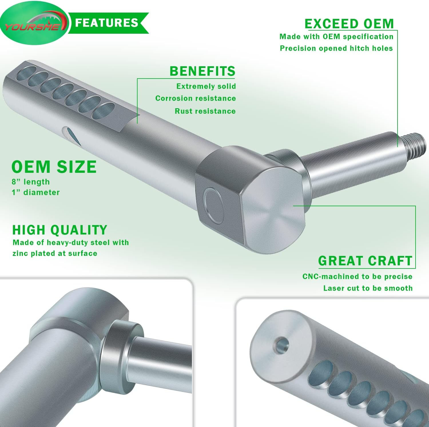 Yoursme AM131288 AM131289 Front and Rear Mower Deck Gage Wheel Arm for John Deere Mower Decks 48C 54C and 62C, Diameter 1”, Come with 1 Pair