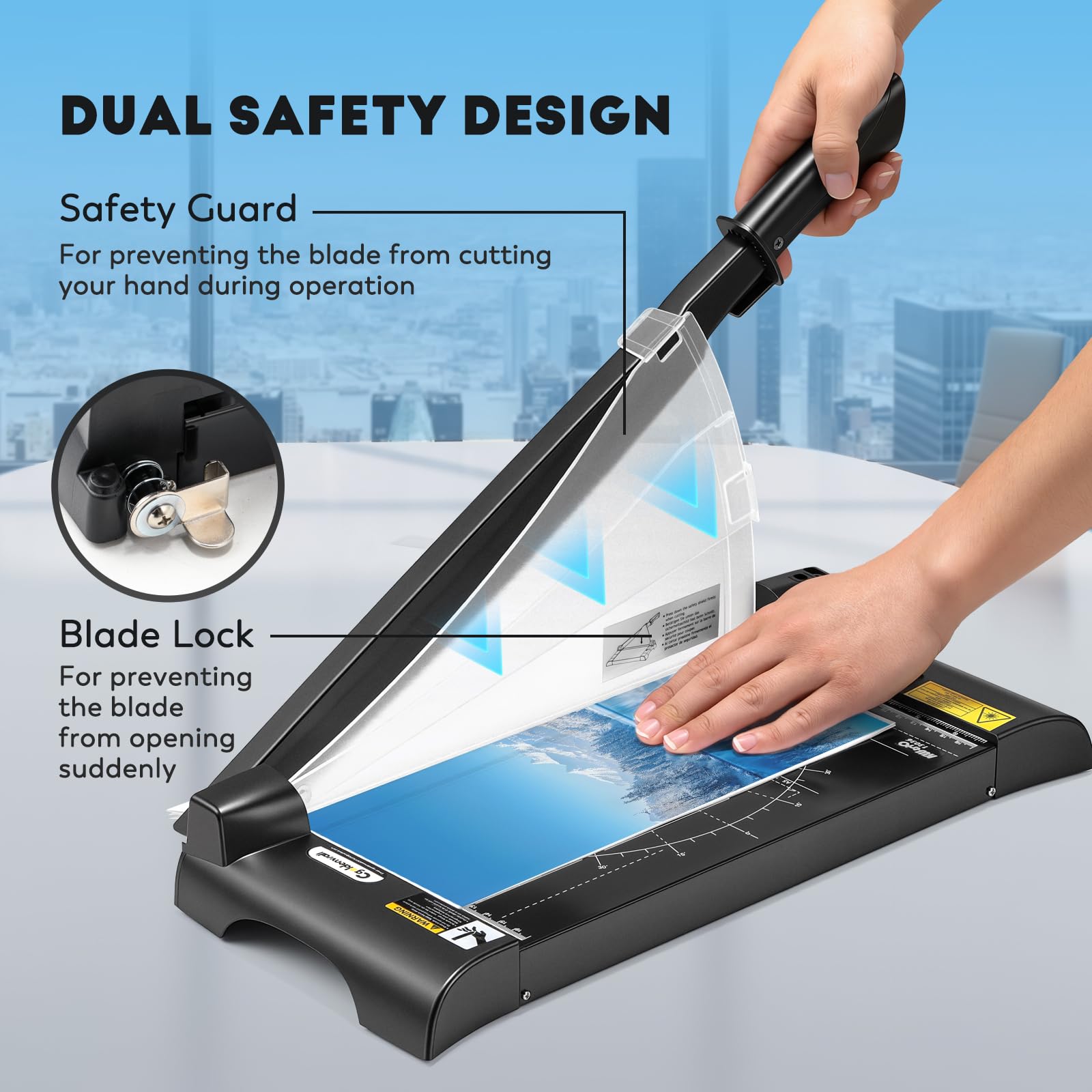 CGOLDENWALL Guillotina Industrial A3 con Posicionamiento Láser, Capacidad 10 Hojas A3-A6 Cortador de Papel de Alta Precisión con Protección para Papel/Fotos/Cartulina (A3)