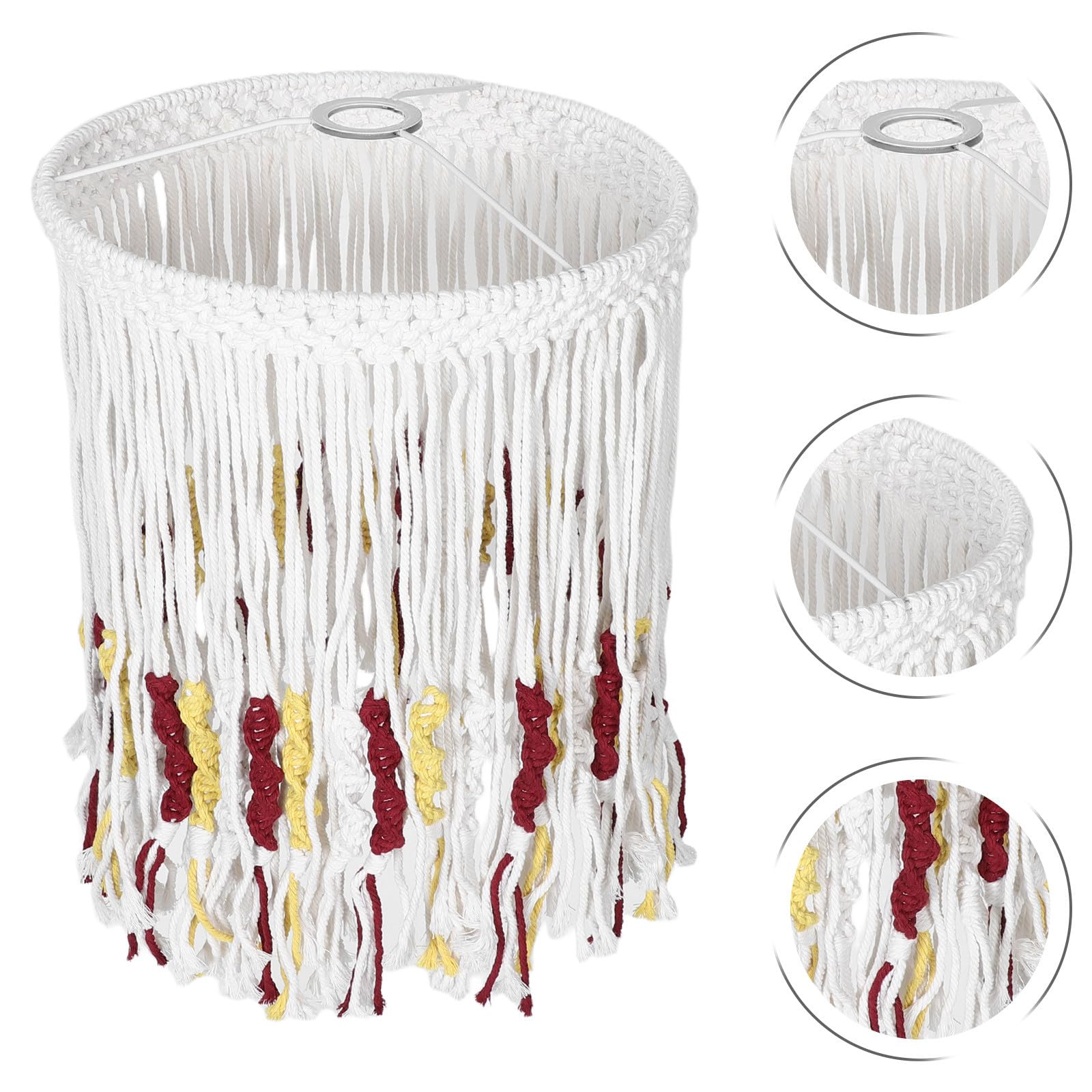 Toyvian Paralume Bohemien in Cotone Intrecciato a Mano con Frange, Paralume Sospeso di Ricambio per Lampada da Soffitto Beige, Adatto per Camera da Letto e Bagno