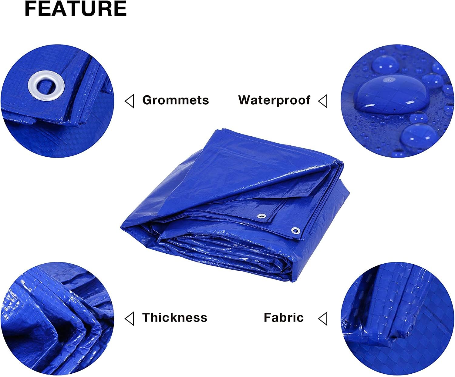 Smile 9FT X 6FT Tarpaulins 120 GSM Virgin HDPE Sheet Tirpal Tadpatri Tharpai Thadika Waterproof Blue Color Extra Strong, Reinforced Eyelets, UV Resistant (120 GSM, 9X6 FT) — Amazon image 6