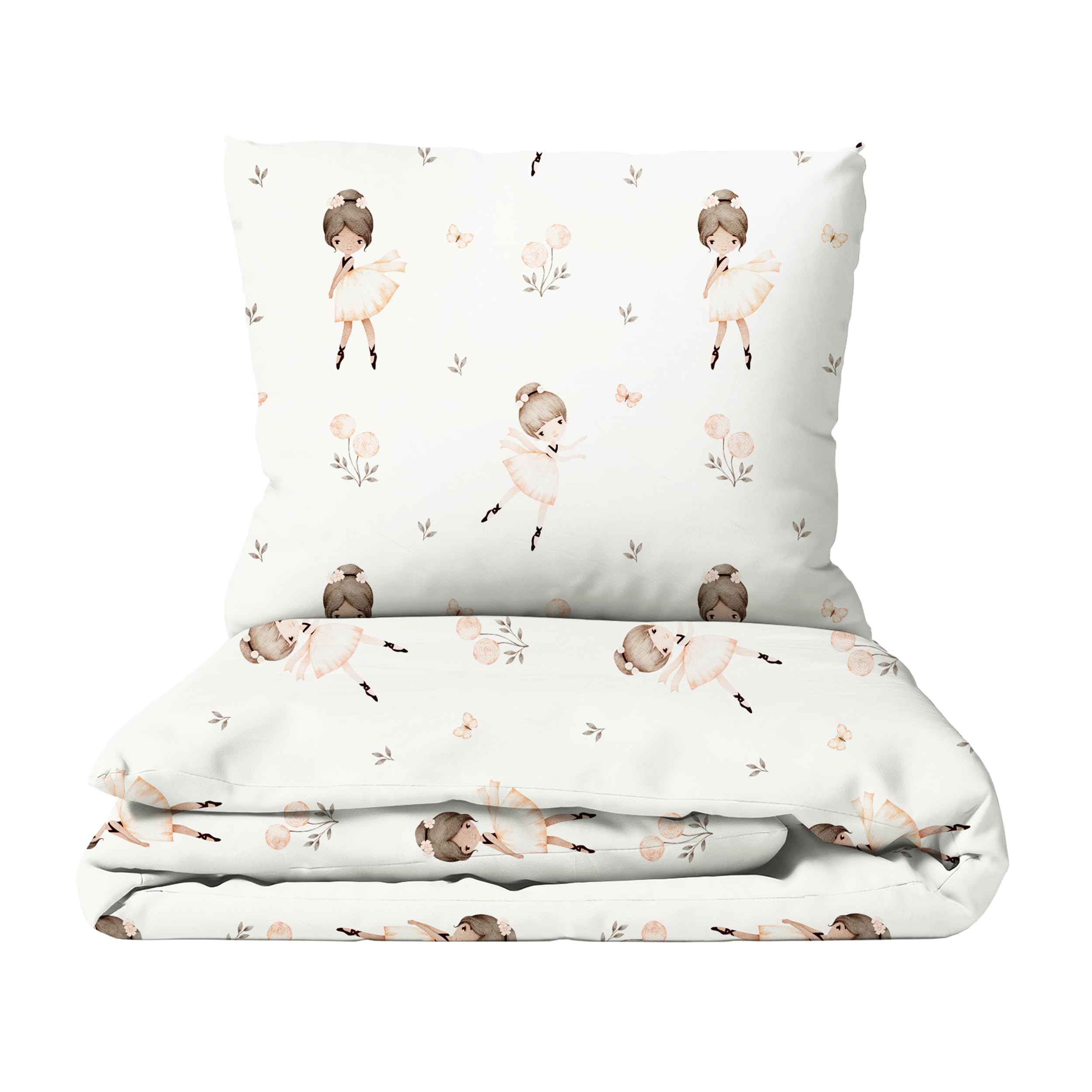 Premium Bettwäsche 135x200 für Kinder (Ballerinas) - Flauschige Musselin aus Baumwolle - Oeko-TEX zertifizierte Premium Kinderstoffe