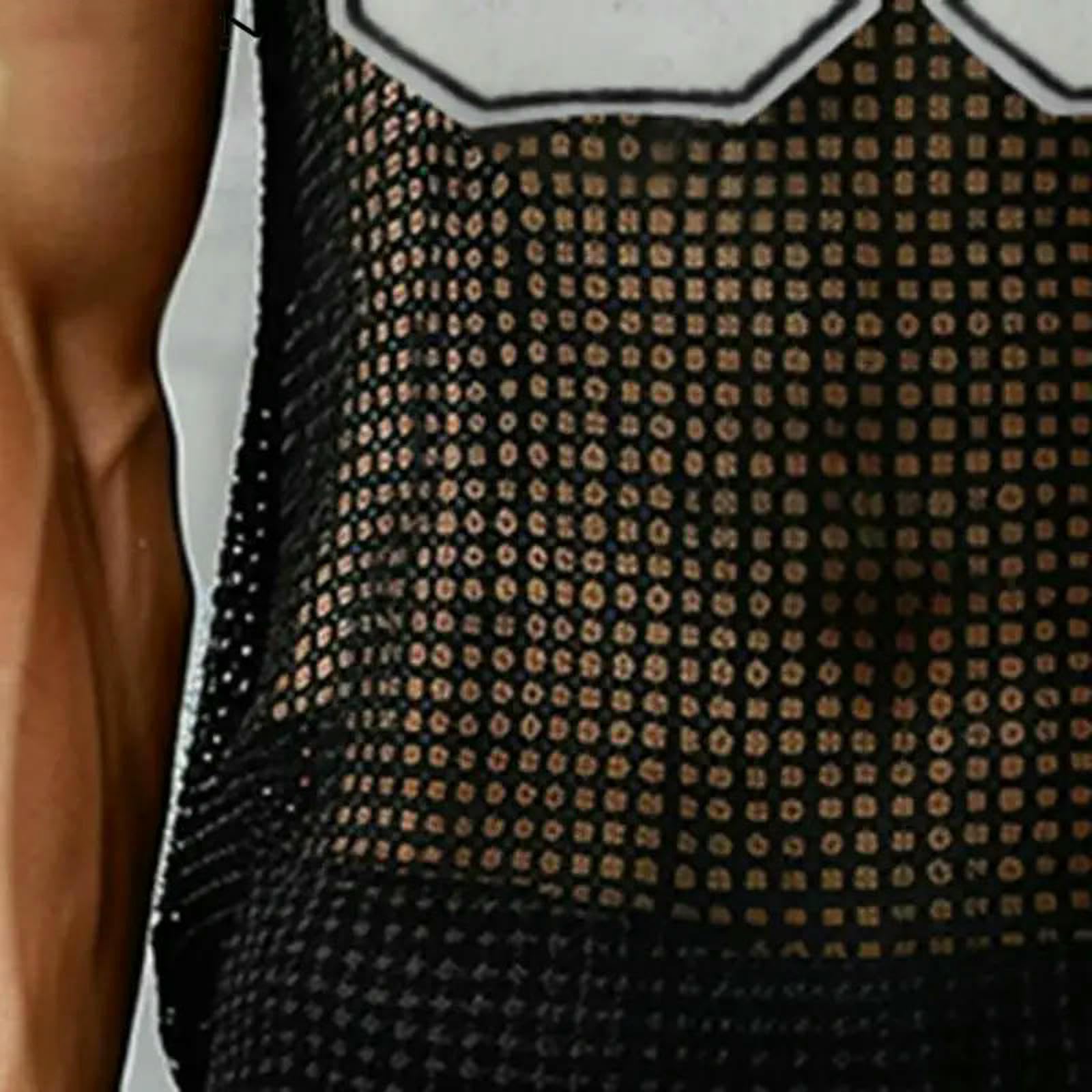 Maglietta Uomo American Style Fashion Men Mesh Fabric Thirt Digit Stampato personalità Casual-Nero-XXXL