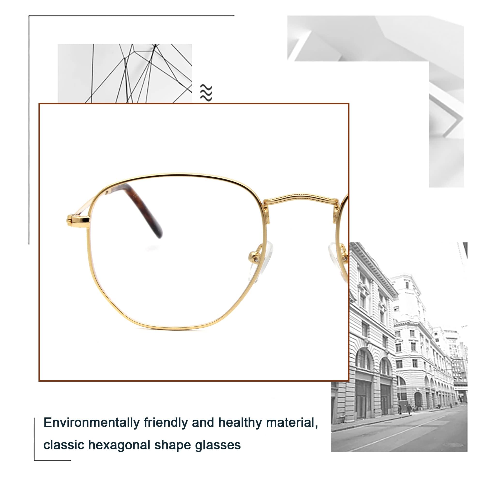 Polygonales légères métal lunettes unique homme femme verres transparents rétro confortable montures de lunettes
