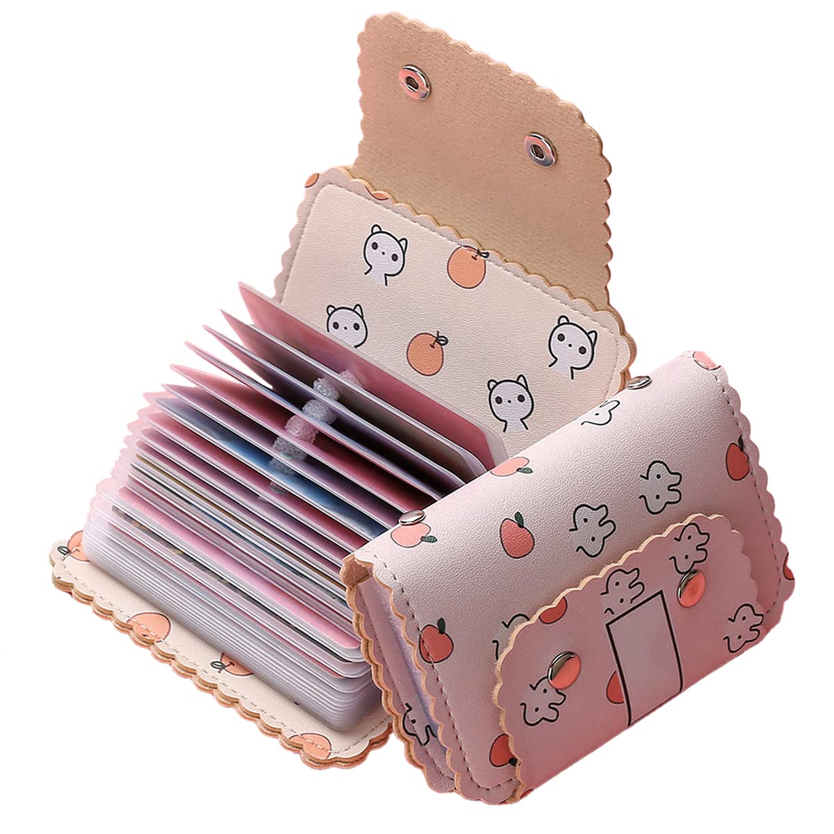 wolpin 20 Slots Leather Credit Card Holder Wallet for Men & Women Leatherette Business Card Holder ID/Visiting/Debit/Credit Card Holder Case Card (Pink)-image-39