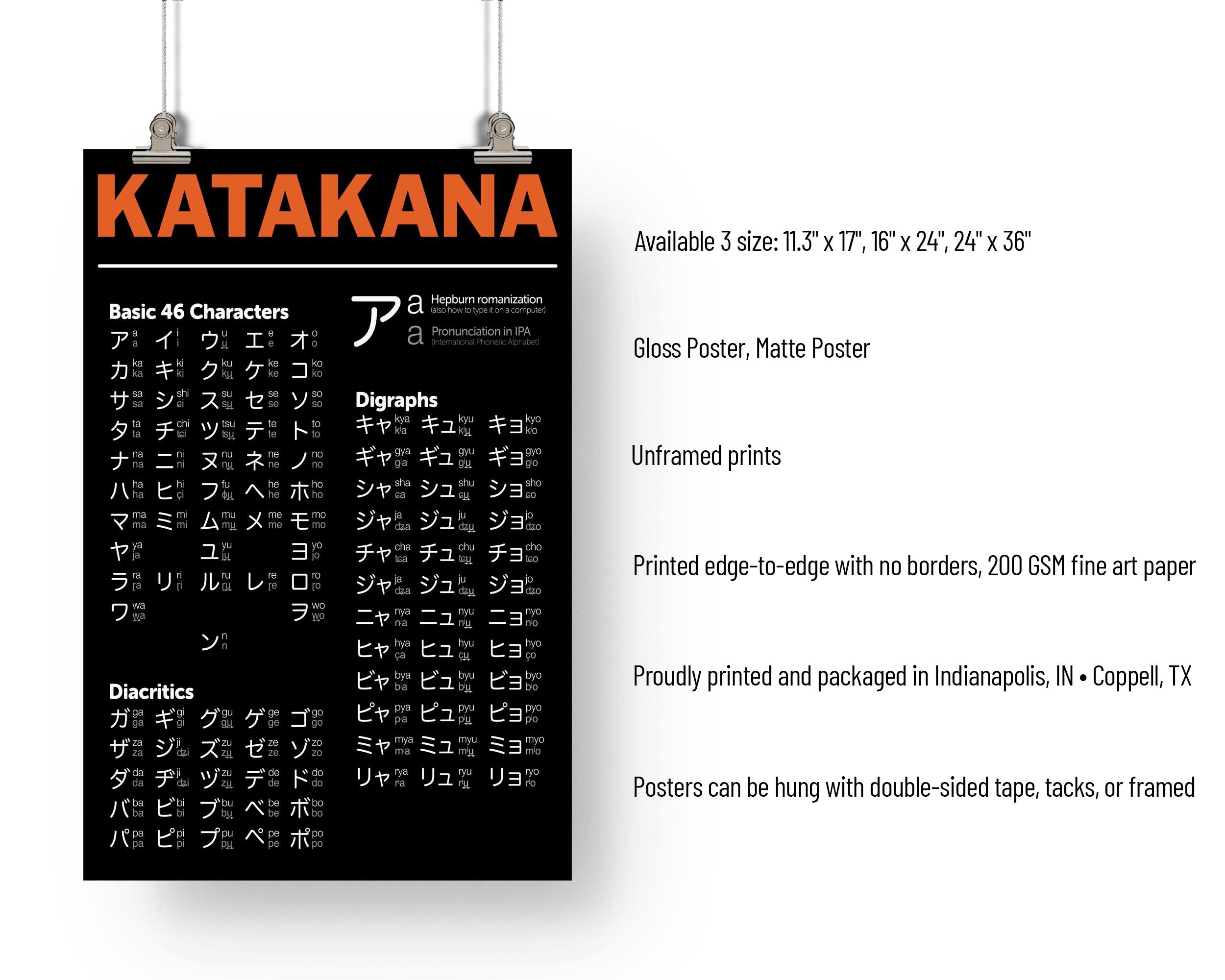 Katakana Charts for Japanese Learning - Japanese Alphabet Learning