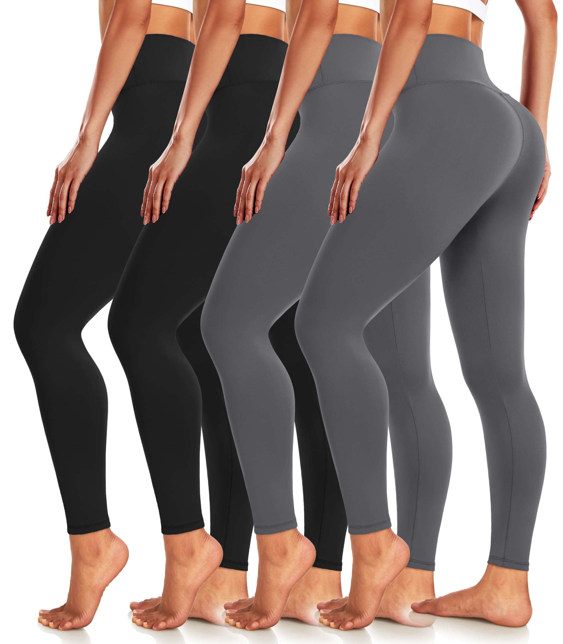 4 Pack Leggings for Women Butt Lift High Waisted Tummy Control No See-Through Yoga Pants Workout Running Leggings
