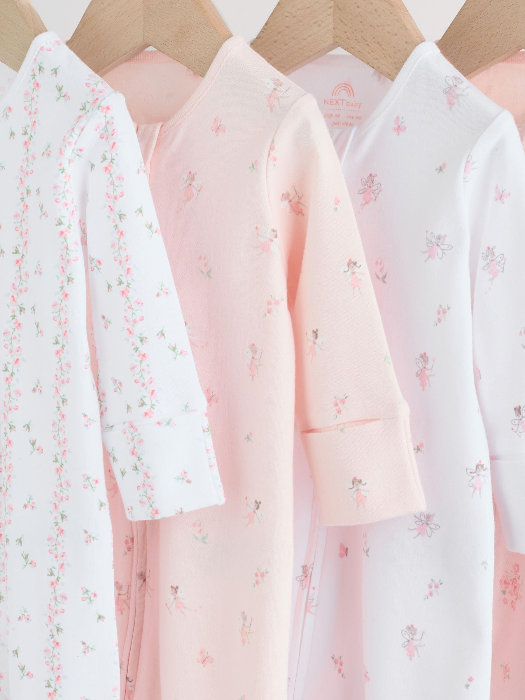NEXT Bambina Confezione da 4 Tutine per Neonati con Zip bidirezionale | Neonato, Standard, Mid Rise, Button, 100% cotone