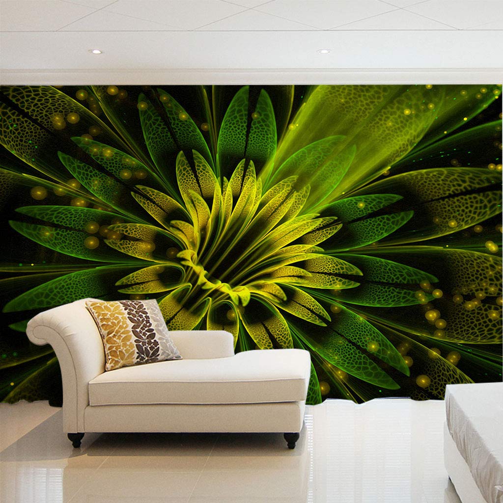 Voilage semi-transparent tamisant fleur verte 132x160cm protégeant votre intimité