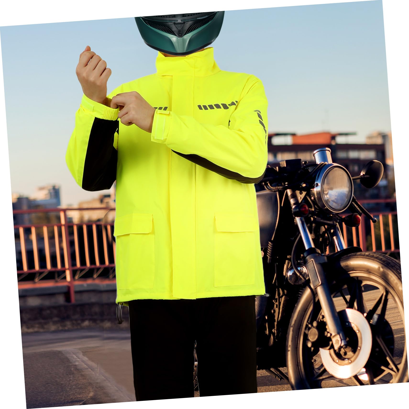 OUNONA Tenue Pluie Homme Imperméable Cyclisme avec Pantalon et Veste Réfléchissants Coupe-Vent Protection Fortes Pluies et Sécurité Nocturne
