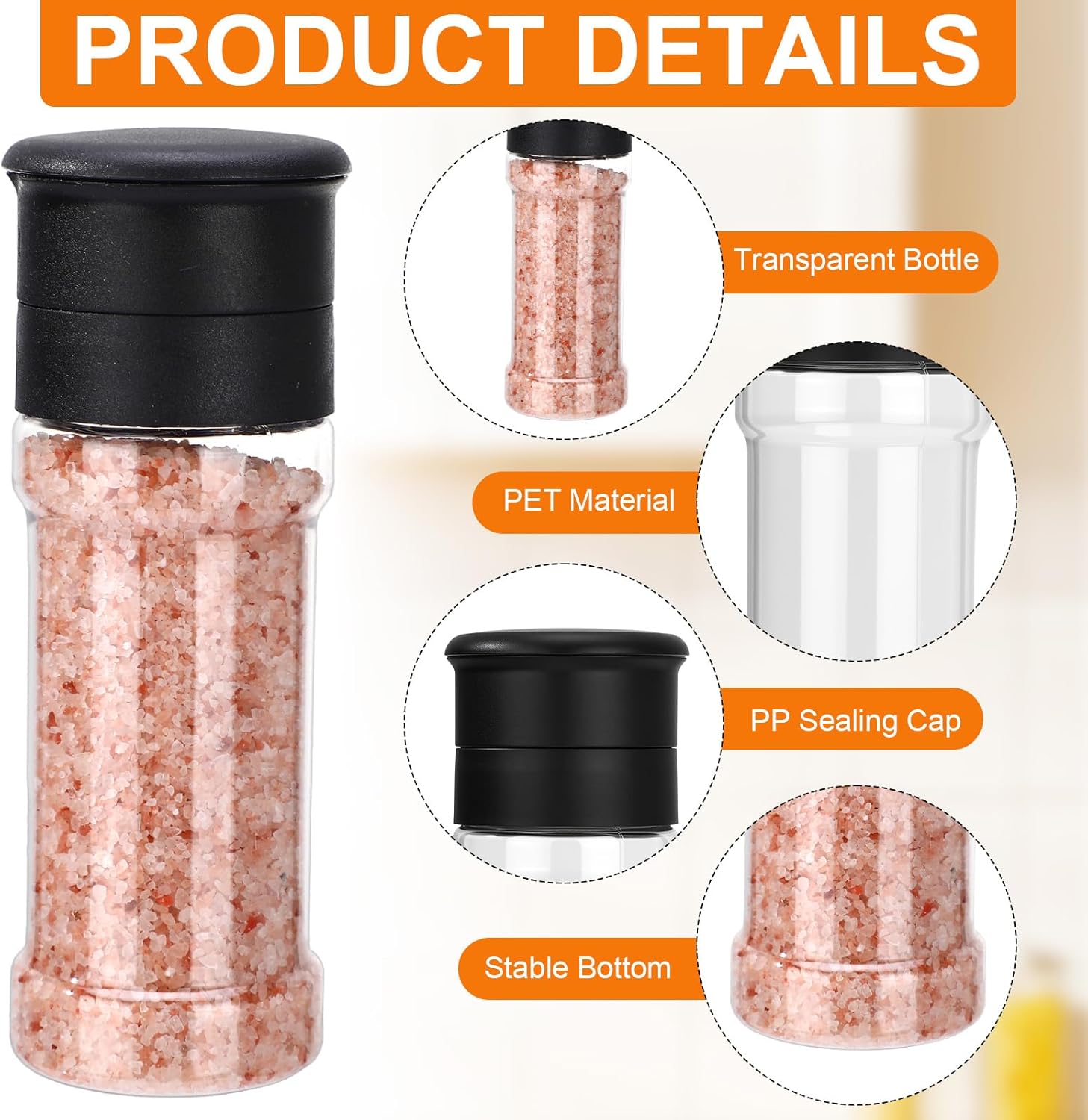 30 Pcs Plastic Salt and Pepper Grinder Set Refillable Pepper Mill 3.4 oz Small Spice Bottle Clear Salt and Peppermill Shakers Manual Salts Grinders for Peppermill, Salts and Spices