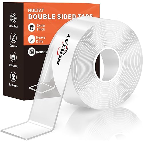 Strong Double Sided Tape Heavy Duty Double Sided Tape for Walls, 1.18" x 120" Clear & Tough Nano Tape Double Sided Mounting Tape, Removable Wall Tape for Hanging Picture, Poster, Carpet (10FT)
