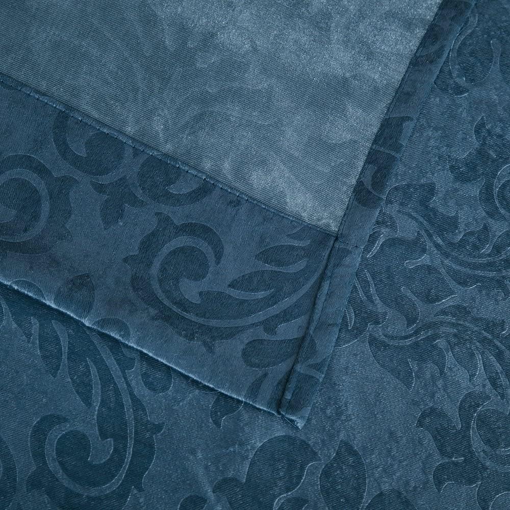 ASATEX Pair of 2 Blue Teal Color Privacy Room Dividers are 9 Feet (W) x 9 Feet (L) (108 x 108 Inches). Damask Embossed Room Separating Curtains Include 2 Free Tie-Backs. EVE 108” x 108” Teal