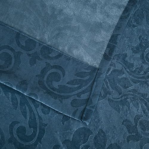 Miniatura 5 de Panel de cortina extra ancho de 102 pulgadas de ancho x 84 pulgadas de largo, color verde azulado con diseño de damasco en relieve. Cubre cocina,