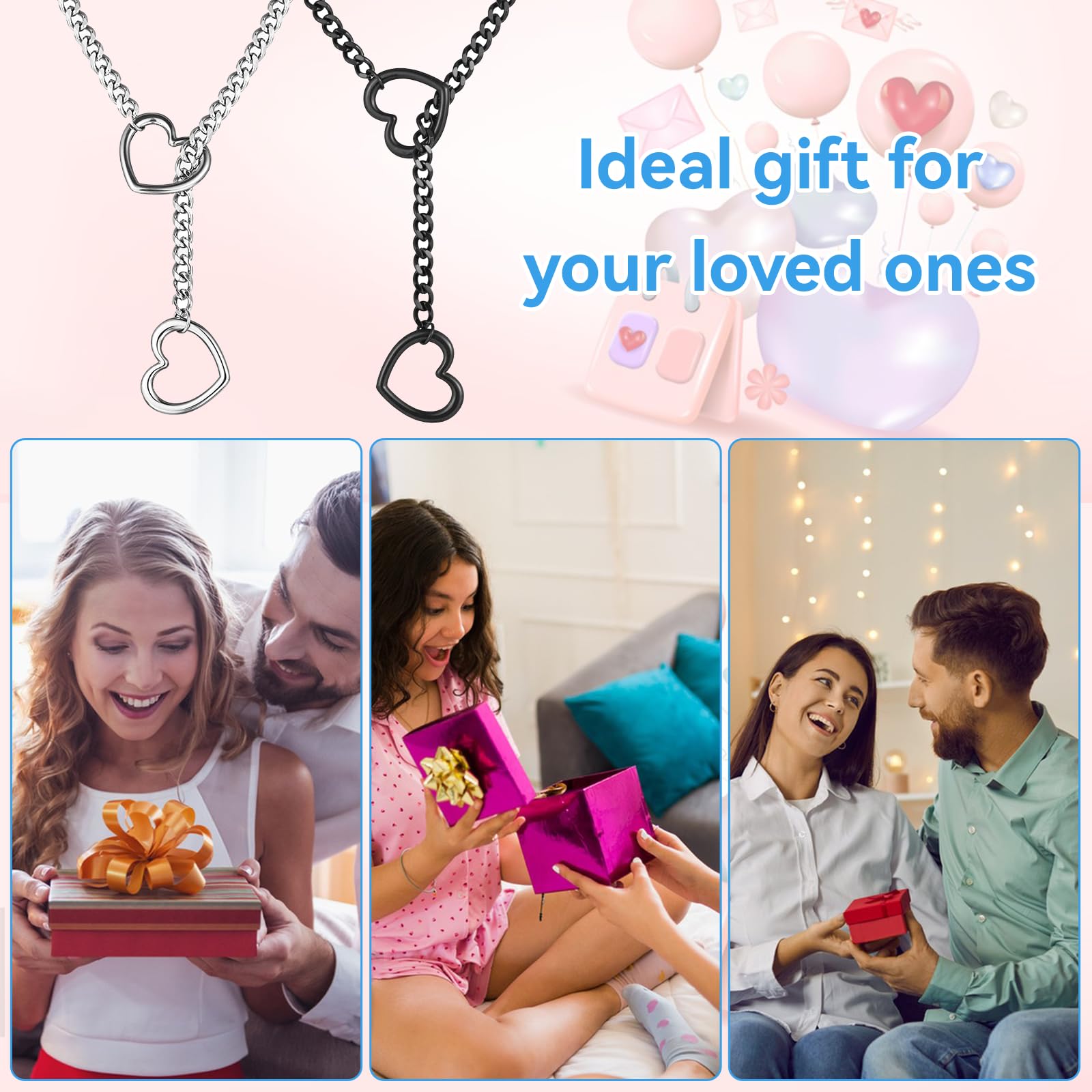 Naszyjnik damski typu choker, gotycki punk, 2 sztuki, regulowany naszyjnik Love Shackles, slip Chain Safety Pin Necklace na prezent urodzinowy dla mężczyzn i kobiet, Stal nierdzewna